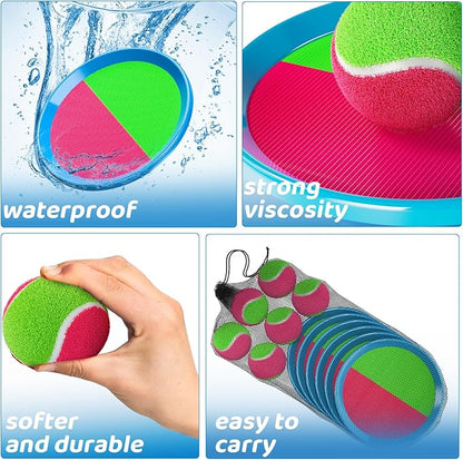 Toss and Catch Ball Game Set, Beach Outdoor Toys for Kids Boys with Paddle, Balls and Storage Bag, Yard Backyard Outside Indoor Toys Games Gifts for Kids Boys Girls Ages 3 4 5 6 7 8 9 10