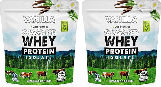 Opportuniteas Grass Fed Vanilla Whey Protein Isolate Powder - 22g Protein Powder Without Artificial