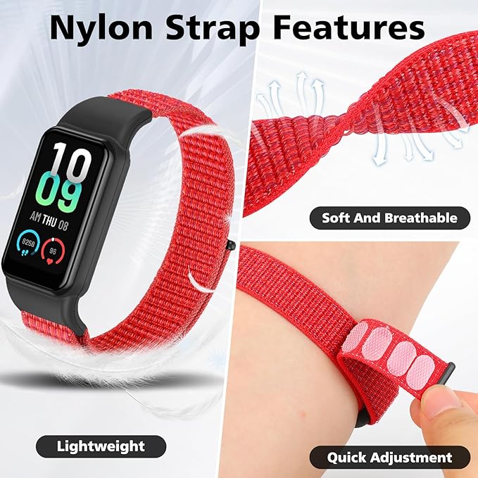 YCHDDER Solo Loop Nylon Bands Compatible with Amazfit Band 7 Straps,Soft Breathable Comfortable Adjustable Colorful Sports Replacement Wristband for Amazfit Band 7 for Men Women