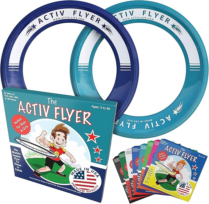 Activ Life Kid’s Flying Rings (2 Pack) They Fly Straight & Don’t Hurt, 80% Lighter Than Standard Rings - Replace Screen Time with Healthy Family Fun - Get Outside & Play