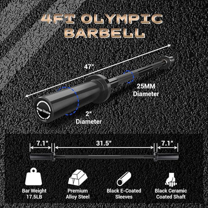 Barbell Bar for Weightlifting - 7FT Heavy Duty (1500LB/700LB), 4FT Short (500LB), 47" EZ Curl Bar - Fits 2" Standard Plates - Home Gym Strength Training