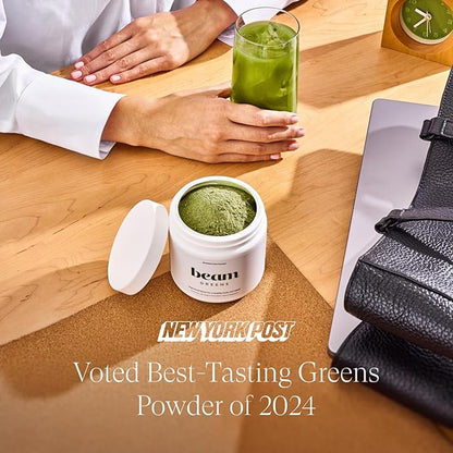 Beam Greens ??Daily Superfood Powder for Women, Organic Green Juice with Veggies & Adaptogens, Gut Health & Immunity Support, Vegan, No Sugar, Third Party Tested, 30 Servings