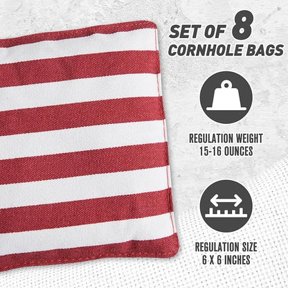 Cornhole Bags Set of 8 Regulation Corn Hole Bean Bags for Cornhole Game, Professional Weather Resistant Corn Hole Bags with Tote Bag