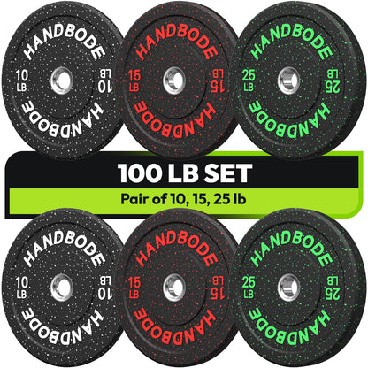 HANDBODE 2-Inch High-Bounce Bumper Plate, Olympic Weight Plates 100 lb Set