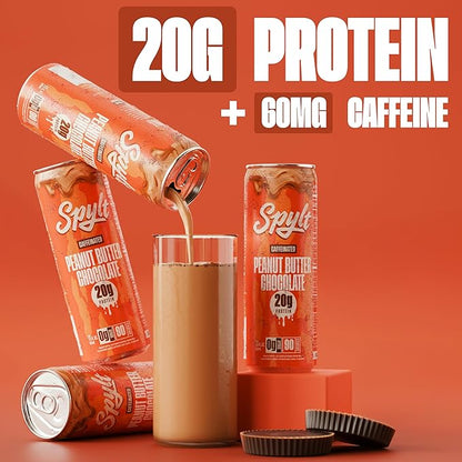 High Protein Peanut Butter Chocolate Milk with 60mg Caffeine & 20g Protein - 90 Calories, Ready to Drink, Sugar Free, Lactose Free Milk, Perfect for Workout Recovery & Afternoon Pick Me Up - 12 Count
