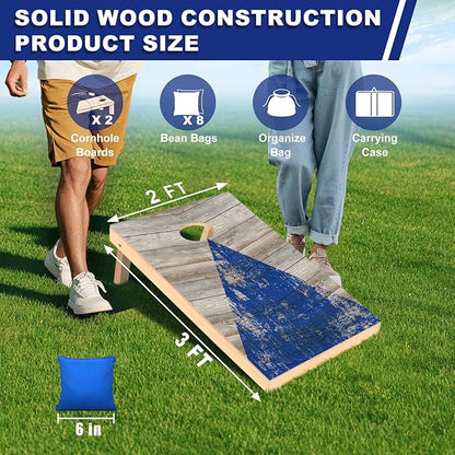Cornhole Boards Set - Regulation Size 4x2/3x2ft Solid Wood Corn Hole Game Set with 8 Bean Bags and 2 Cornhole Boards - Perfect for Outdoor Game