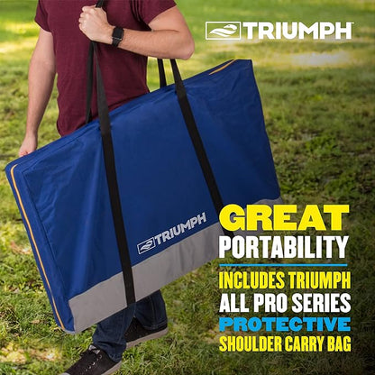 TRIUMPH SPORTS USA All-Weather Aluminum 2x3 Cornhole Set - Includes 2 Boards, 8 Cornhole Bags, and Travel Case,Blue