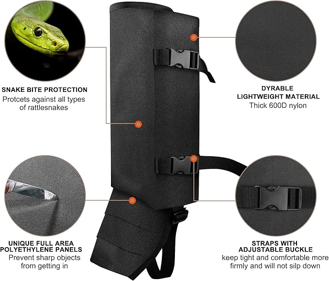 Snake Gaiters Leg Guards, Waterproof Snake Guards, Adjustable Snake Bite Protection for Lower Legs, Snake Chaps for Men&Women