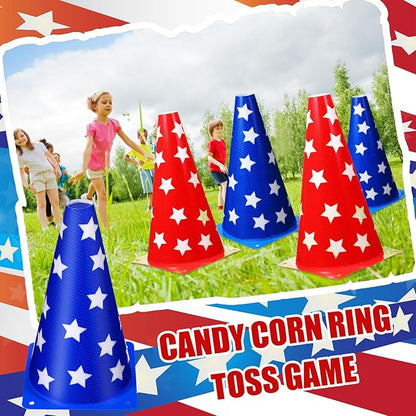 Candy Corn Ring Toss Game Plastic Cones 9 Inch Training Traffic Cones Sport Training Agility Field Marker for Youth Soccer Skating Practice