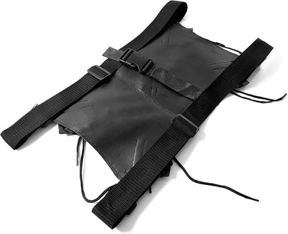 Sword Back Holster Complete with Balaclava. Black Leather Carrying Case, Ninja Hero Sheath-Weapons Holder for Anime or Halloween Costumes and Medieval Warrior Cosplay - Soport para espadas Ninja