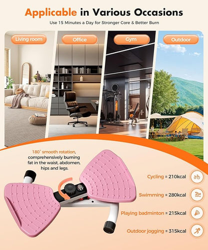 Waist Twisting Machine Fitness Tool, Ab Twister Board with the Smart LED Digital Monitor, 330LBS Capacity & 20dB Ultra-Quiet, Anti-Slip Home Gym Workout Equipment for Women Belly Fat