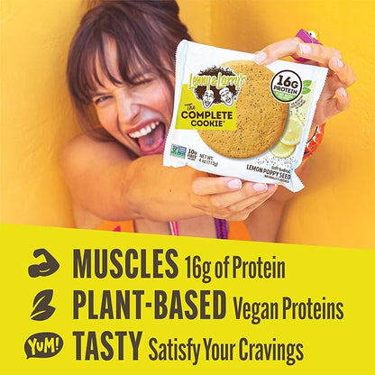 Lenny & Larry's The Complete Cookie, Lemon Poppy Seed, Soft Baked, 16g Plant Protein, Vegan, Non-GMO, 4 Ounce Cookie (Pack of 12)