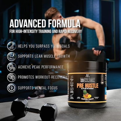 BLACKLABEL Supplements PRE Hustle V3 Pre-Workout Powder ??NSF Certified for Sport ??Energy, Strength & Endurance Support ??Tropical Fusion Flavor ??with Creatine & Caffeine ??30 Servings