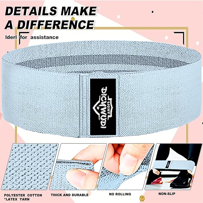 Fabric Resistance Bands for Working Out, 6Pack Non-Slip Exercise Bands for Women and Men, Fabric Booty Bands for Home, Fitness, Pilates, Stretching