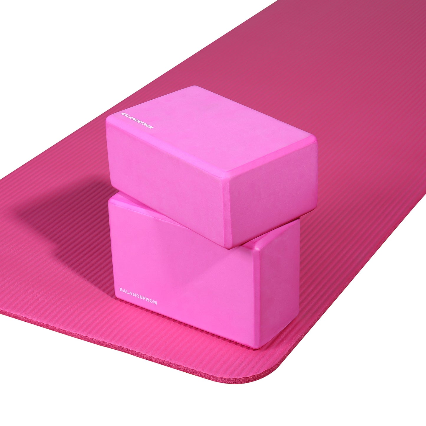 Fitvids Set of 2 High Density Yoga Blocks, 9"x6"x4" Each, Pair (Pink)