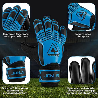 Soccer Goalkeeper Gloves with Finger Protection to Prevent Injuries, Strong Grip for Tough Tackles, Breathable Goal Keeper Gloves for for Kids, Youth and Adult