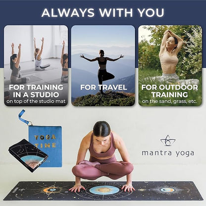 Mantra Yoga Travel PRO 1.5mm - Foldable Fitness & Exercise Mat with Bag | Lightweight, Compact & Eco-Friendly | Non-Slip & Washable | For All Types of Yoga | 72" L x 24" W | 2.6 lbs