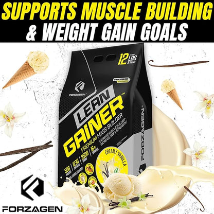 Forzagen Lean Gainer Premium Mass Builder | Mass Gainer Protein Powder for Men & Women (12 Lbs, Creamy Vanilla)