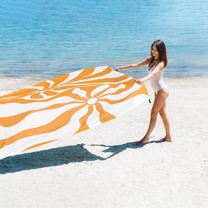 110''×118'' Waterproof Sandproof Beach Blanket 8 Adults, Sand Free Boho Sun Outdoor Beach Mat with 4 Stakes, Extra Large Compact Picnic Pockets Blanket Essential for Travel, Camping, Summer Vocation