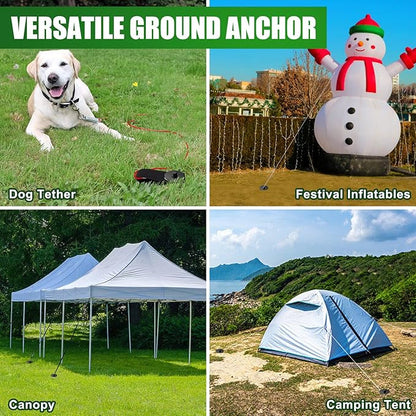 Eurmax USA Ground Anchors Screw in Trampoline Anchors High Wind Tent Stakes Heavy Duty Ground Stakes Trampoline Stakes Anchor Kit Set of 4 Bonus 4 Strong Belt (Black)