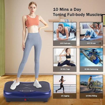 Whole Body Vibration Plate Exercise Machine ??Power Vibrating Plate for Lymphatic Drainage Weight Loss, Shake Plate Exercise Platform with Touch Screen & Resistance Bands, Equipment for Women Men