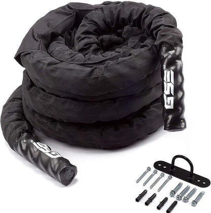 GSE Games & Sports Expert Gym Battle Rope, Heavy-Duty Workout Ropes for Indoor & Outdoor Workout, Exercise Rope for Strength Training - 30,40,50 Feet Lengths Available