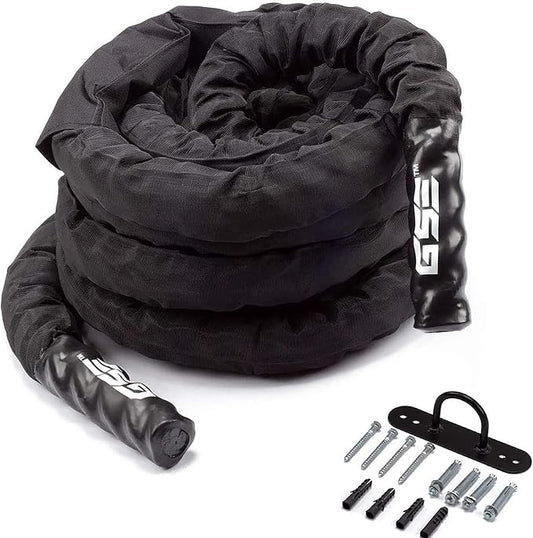 GSE Games & Sports Expert Gym Battle Rope, Heavy-Duty Workout Ropes for Indoor & Outdoor Workout, Exercise Rope for Strength Training - 30,40,50 Feet Lengths Available