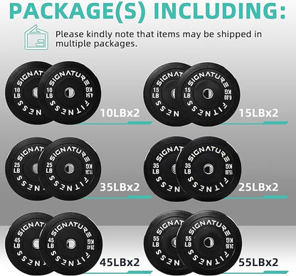 Olympic Bumper Plates Set, 2" Weight Plates for Strength Training & Weightlifting, Paris or Set or Set with Barbell, Multiple Options