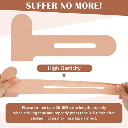 50 Pcs Precut Kinesiology Tape for Knees Pain Relief Elastic Waterproof Athletic Knee Tape for Support Stability Sports(Skin Color)