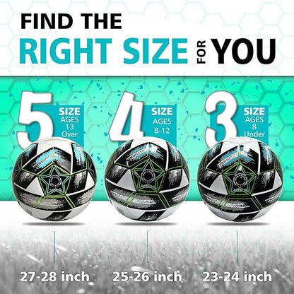 Youth Soccer Ball Size 4, Kids Outdoor Play Game Training Practice Soccer Ball for Teen Boy Girl Indoor Outdoor with 1 Pump 1 Net Bag and 1 Gift Box
