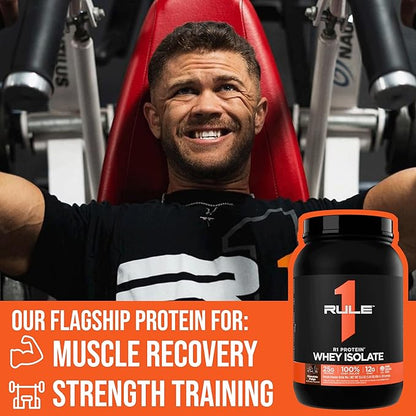 Rule 1 R1 Protein Whey Isolate - with 25g Protein & 6g BCAA Exclusively from Isolated & Hydrolyzed Sources for Workout Recovery (1 Pound*, Chocolate Fudge)