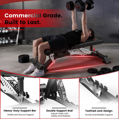 Adjustable Weight Bench, 1800LBS Heavy Duty Workout Bench for Home Gym