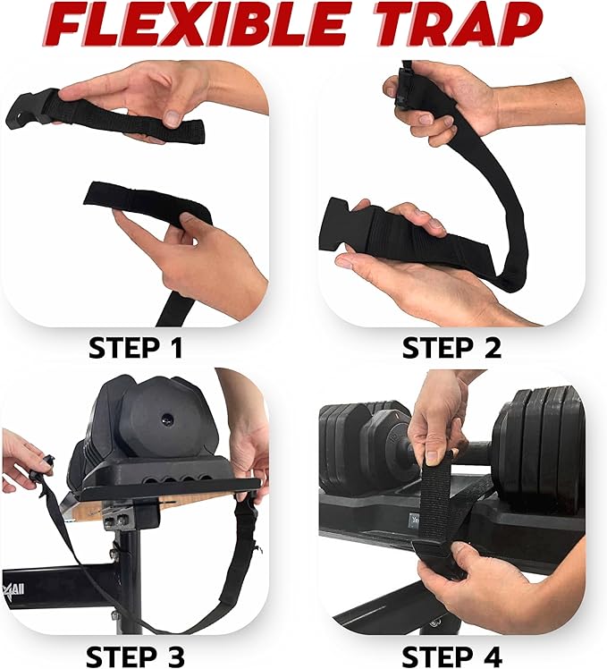 Yes4All Adjustable Dumbbell Stand - 160 Pound Capacity, Spotter Rack & Weight Rack with Strap, Easy Storage & Safety