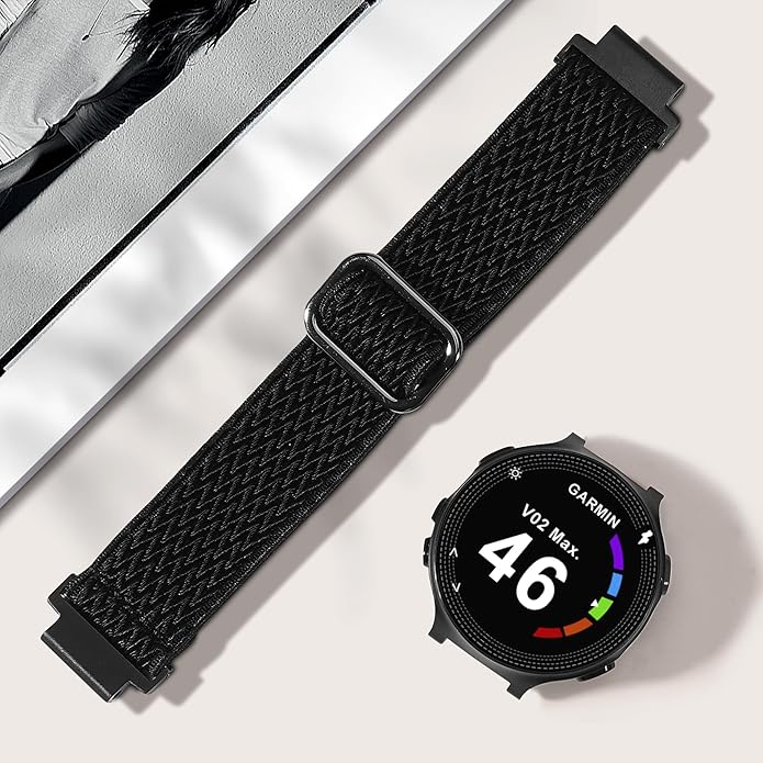 Elastic Nylon Watchband Compatible with Garmin Forerunner 235/220/230/620/630/735XT,Soft Adjustable Sport Stretchy Replacement Strap for Forerunner 235 Lite/Approach S20/S6/S5 Accessory