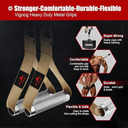 Heavy Duty Metal Workout Handles，Replacement Grip Attachments for Cable Machines, Resistance Bands, LAT Pulldown, Strength Exercise Home Gym & Commercial Fitness Equipment