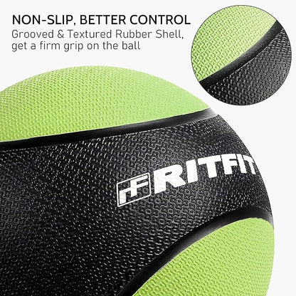 RitFit Weighted Medicine Ball - Non-Slip Rubber Shell & Dual Texture Grip - Workout Exercise Ball for Core Strength, Balance Training, Coordination Fitness - Multiple Weights & Colors
