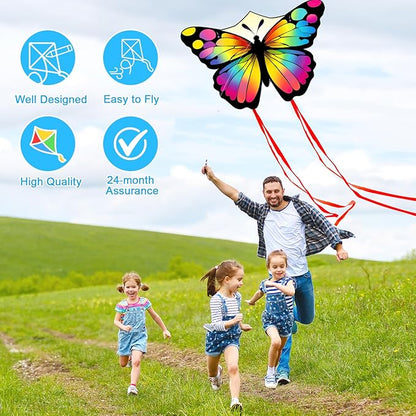 Colorful Butterfly Kites for Kids and Adults, Big Kids Kites Easy to Fly, Beach Kite for Adults,Perfect Family Kite for Parks and Outdoor Activities,50M String Handle Included,1 Pack