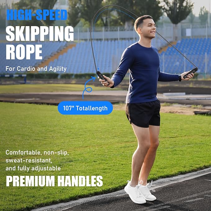 Soccer Training Equipment, Agility Speed Training Set with 20ft Speed Ladder, 12 Cones, 4 Adjustable Hurdles, Jump Rope, Parachute | Ideal for Basketball, Football Practise, for Kids, Youth, Adults