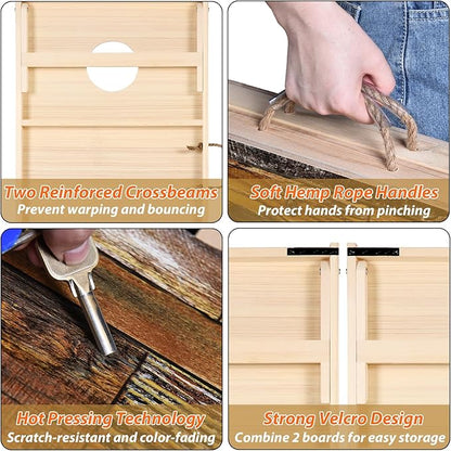 Solid Wood Vintage Cornhole Game Set, Two 4'x2'Cornhole Boards, 8 Cornhole Bags for Indoor and Outdoor Toss Games Competitions, Tournaments