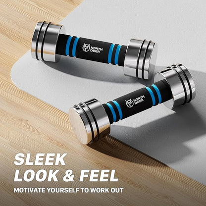 Northdeer Steel Dumbbells Ultracompact & Adjustable Chrome Dumbbell with Foam Handles 5lb 10lb 15lb 20lb 30lb 50lb Home Gym Workout (Choice of Size)