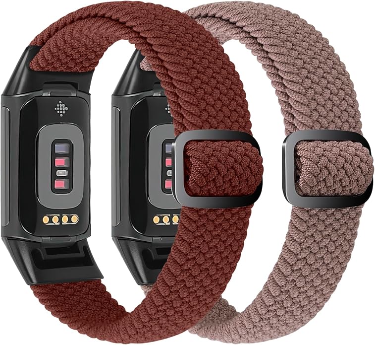 Elastic Braided Bands Compatible with Fitbit Charge 5/Fitbit Charge 6 for Women Men, Breathable Adjustable Stretchy Nylon Loop Sport Replacement Wristbands for Fitbit Charge 6 Charge 5 Straps