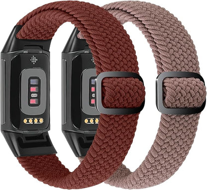 Elastic Braided Bands Compatible with Fitbit Charge 5/Fitbit Charge 6 for Women Men, Breathable Adjustable Stretchy Nylon Loop Sport Replacement Wristbands for Fitbit Charge 6 Charge 5 Straps