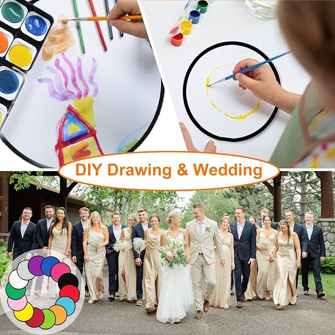 28PCS Foldable Flying Disc Fans with Bags, 9.8'' DIY Handheld Black Egde Fabric Folding Fan for Outdoor Game Activities Birthday Party Favors Gifts, 14 Colors