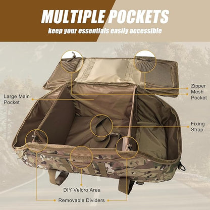 65L Large Travel Duffle Bag Military Tactical Backpack, Army Assault Pack 3 Day Bug Out Rucksack for Outdoor Sports Hiking Camping with Molle System, CP Camo
