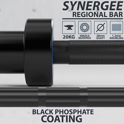 Synergee Regional Olympic 20kg Men’s and 15kg Women’s Hard Chrome & Black Phosphate Barbells. Rated 1500lbs for Weightlifting and Powerlifting.