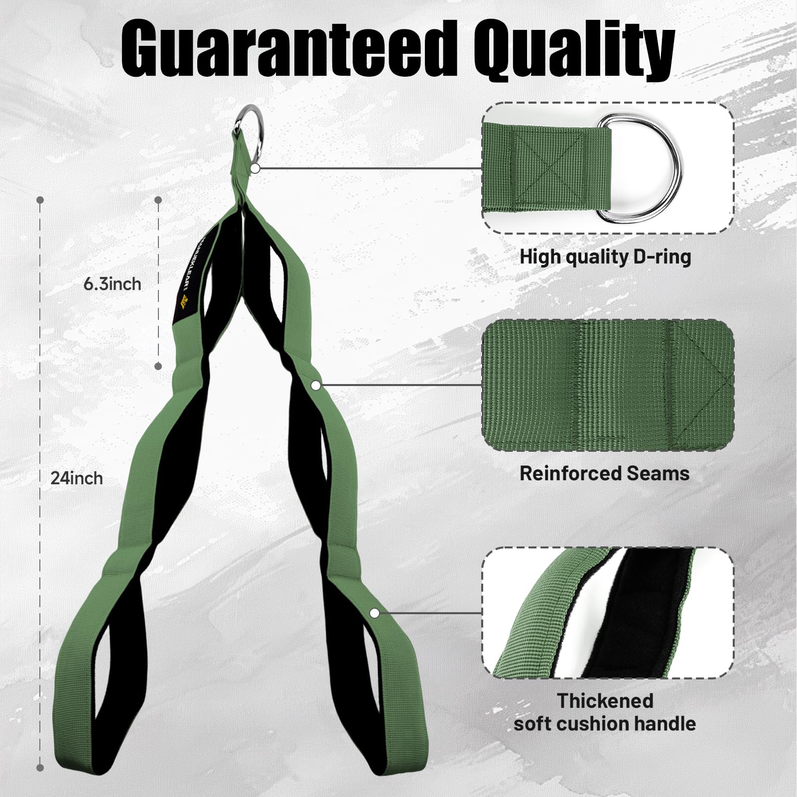 MANUEKLEAR 3 Grip Lengths in 1 Tricep Rope Cable Attachment with Ergonomic Handles, Greater ROM for