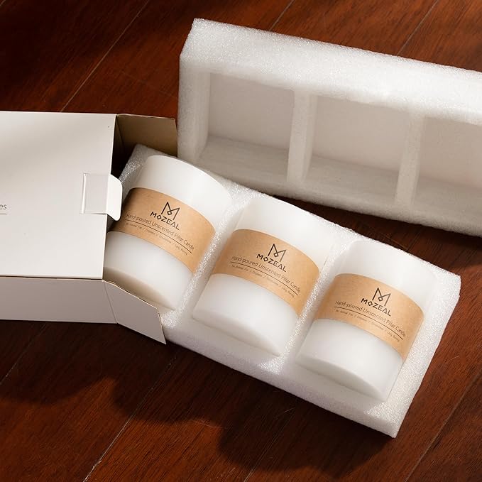 MOZEAL 3" x 4" Hand-Poured Unscented Candle,Dripless Pillar Candle Set of 3,Long Clean Burning,Approx 72 Hours Burn Time,Rustic Country Style,Wedding,Dinner,Christmas and Home Decor,Dark Purple