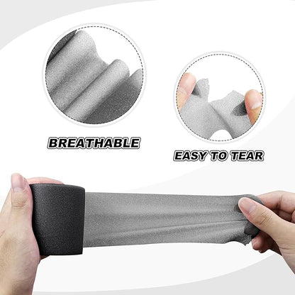 Black Prewrap,Prewrap Athletic Tape,6 Roll Pre wrap Headbands for Hair Soccer,Foam Underwrap Sports Wrap for Ankles Wrists Hands Knees Elbows 2.75 Inches X 12 Yards
