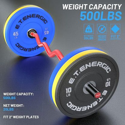 47" Olympic EZ Curl Bar 500-lbs Capacity Steel Barbell Suitable for 2" Weight Plates, 2-Inch Curl Bar for Weight Lifting,Hip Thrusts,Squat,Biceps-Home Gym Weight Bar