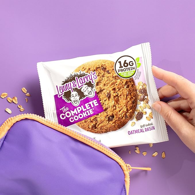 Lenny & Larry's The Complete Cookie, Oatmeal Raisin, 16g Plant Protein, Vegan, Non-GMO, 4 Ounce (Pack of 12)